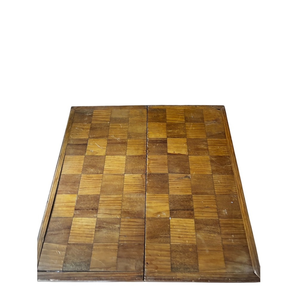 Vintage Hand Carved Wooden Chess Set Folding Board Red Black Pieces Decorative - Picture 8 of 10